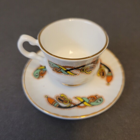 Celtic Royal Tara Fine Bone Ireland- Book Of Kells Mini Teacup With Saucer - Picture 4 of 9